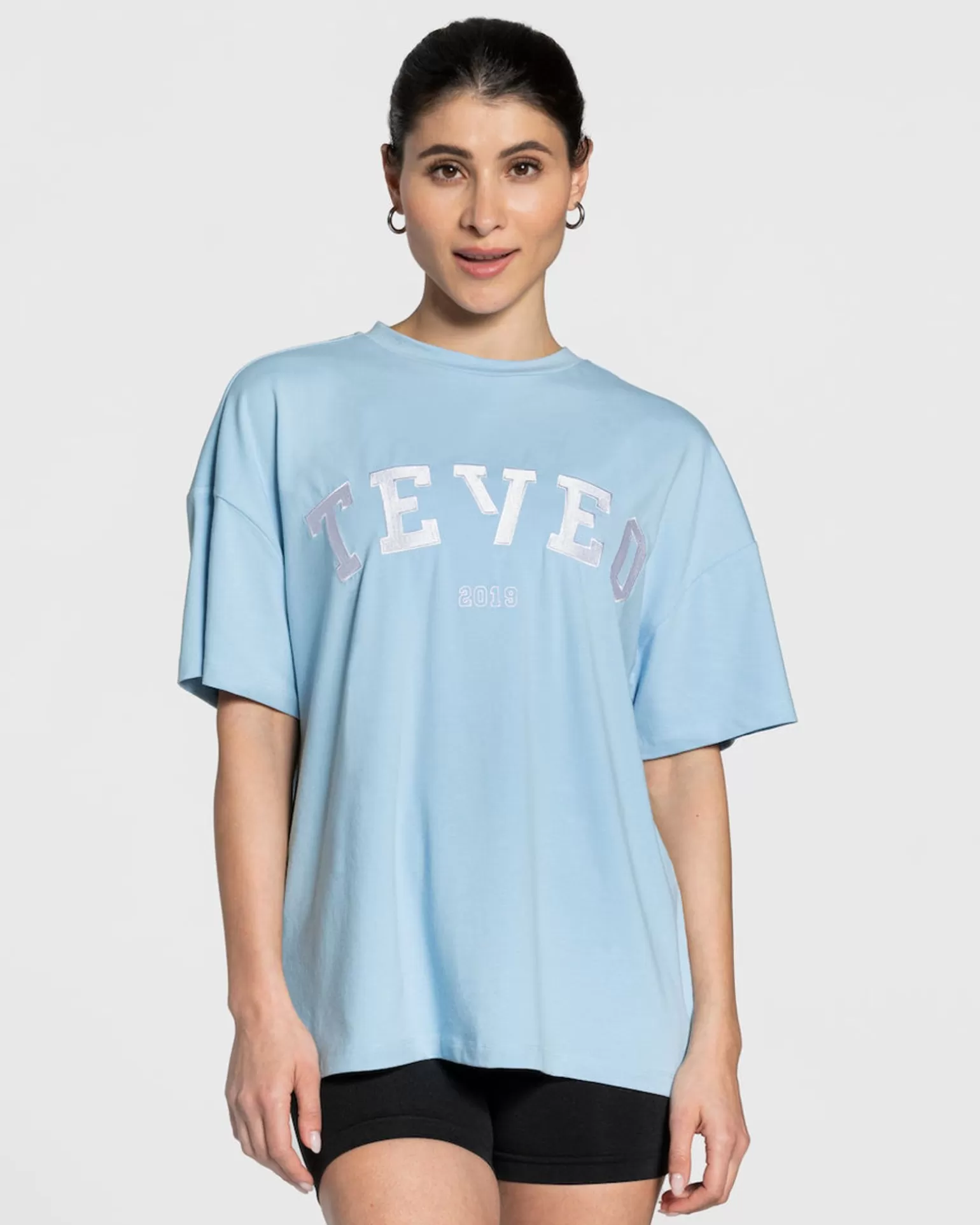 TEVEO T-Shirts>College Oversized T-Shirt " " Babyblau