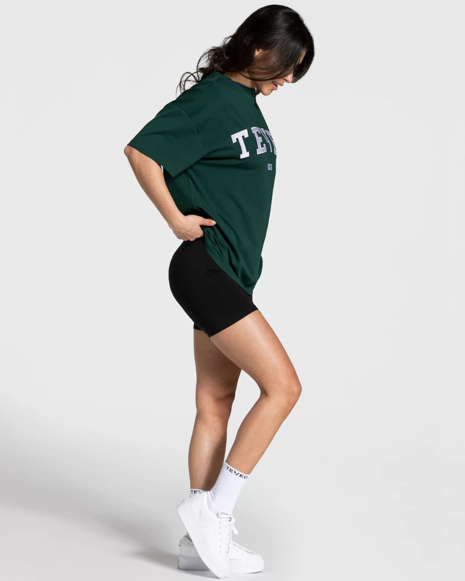 TEVEO T-Shirts>College Oversized T-Shirt " " Dunkelgrun