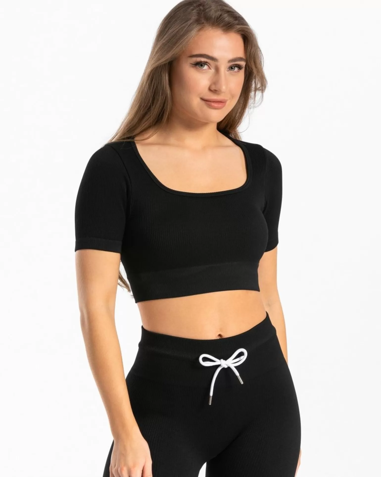 TEVEO Tops>Ribbed Crop Top " " Schwarz