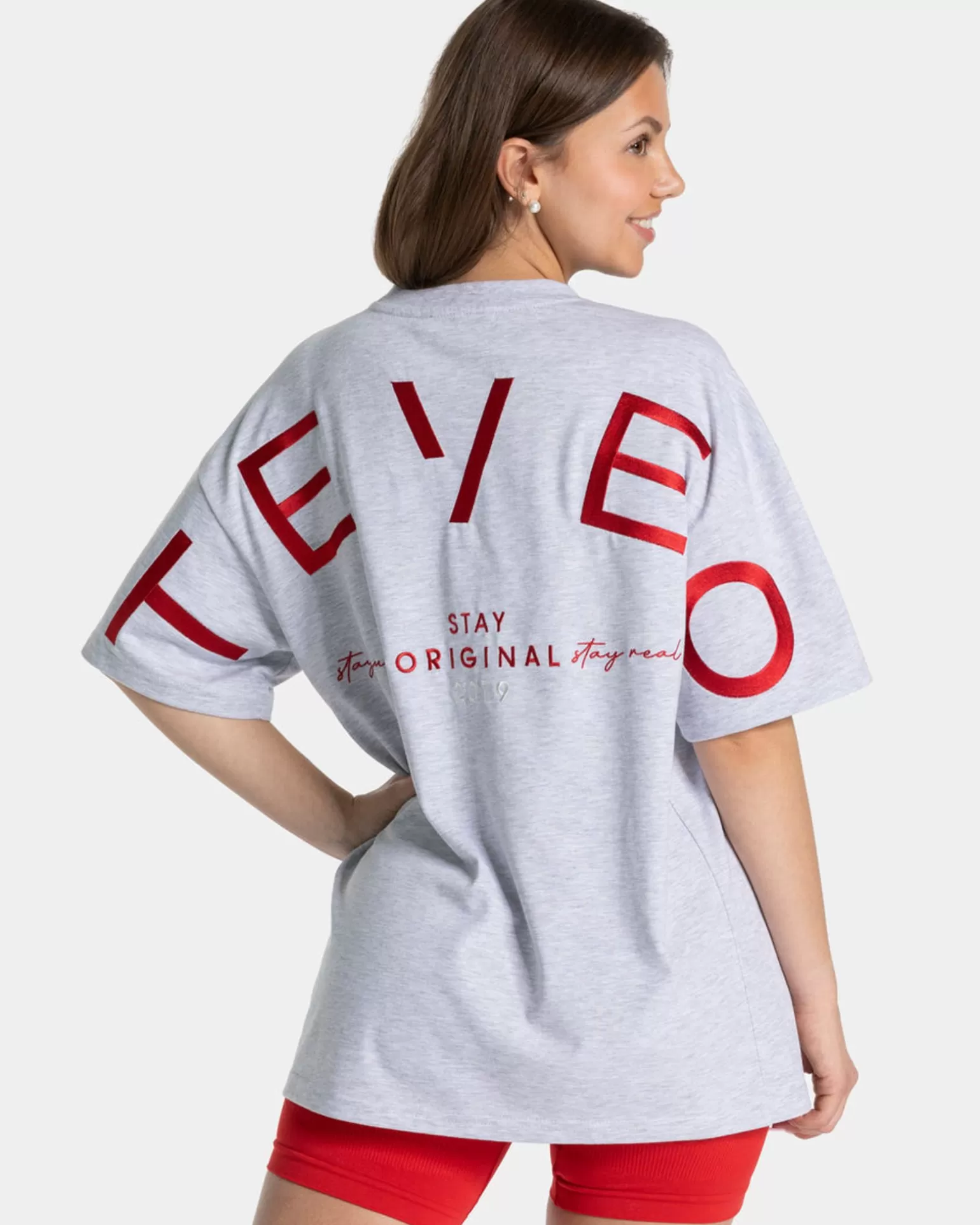 TEVEO T-Shirts>Signature Oversized T-Shirt " " Hellgrau