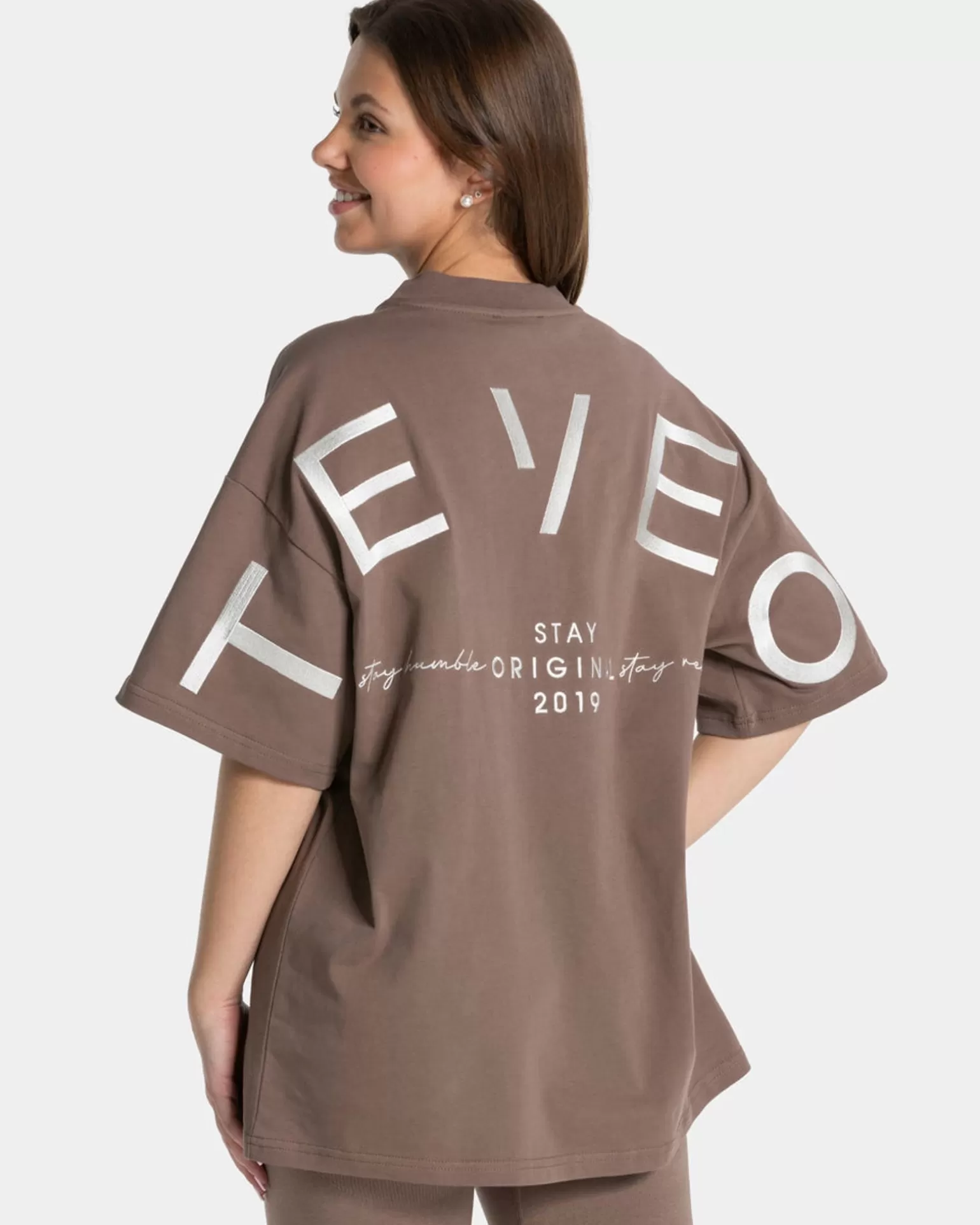 TEVEO T-Shirts>Signature Oversized T-Shirt " " Mokka