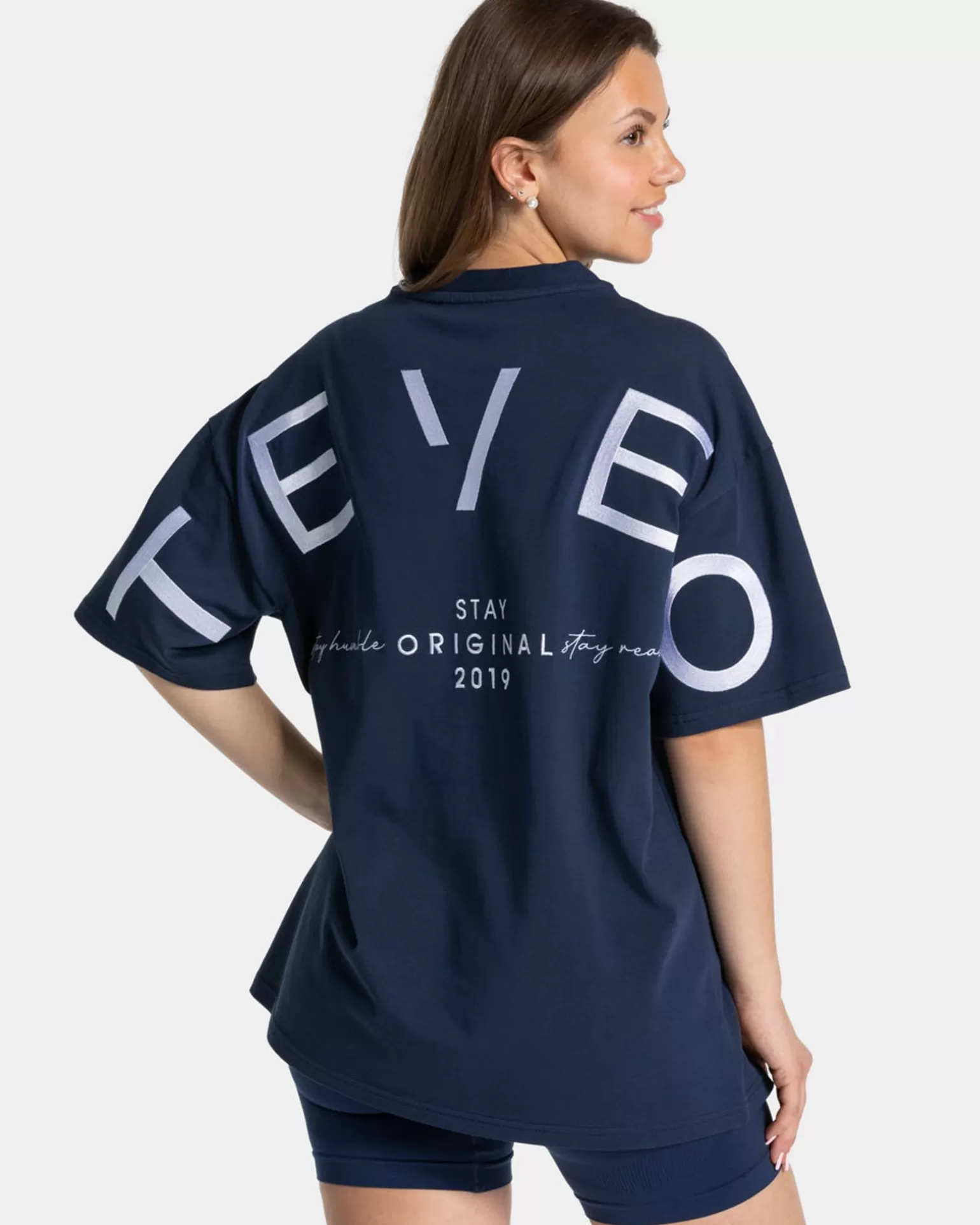 TEVEO T-Shirts>Signature Oversized T-Shirt " " Dunkelblau