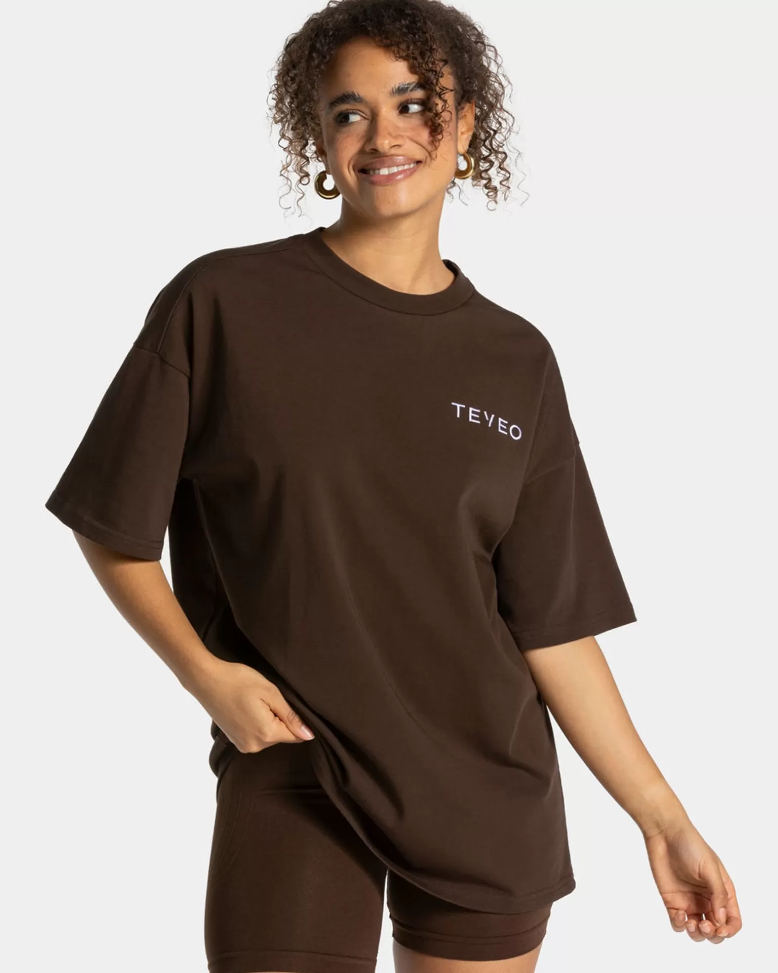 TEVEO T-Shirts>Signature Oversized T-Shirt " " Dunkelbraun