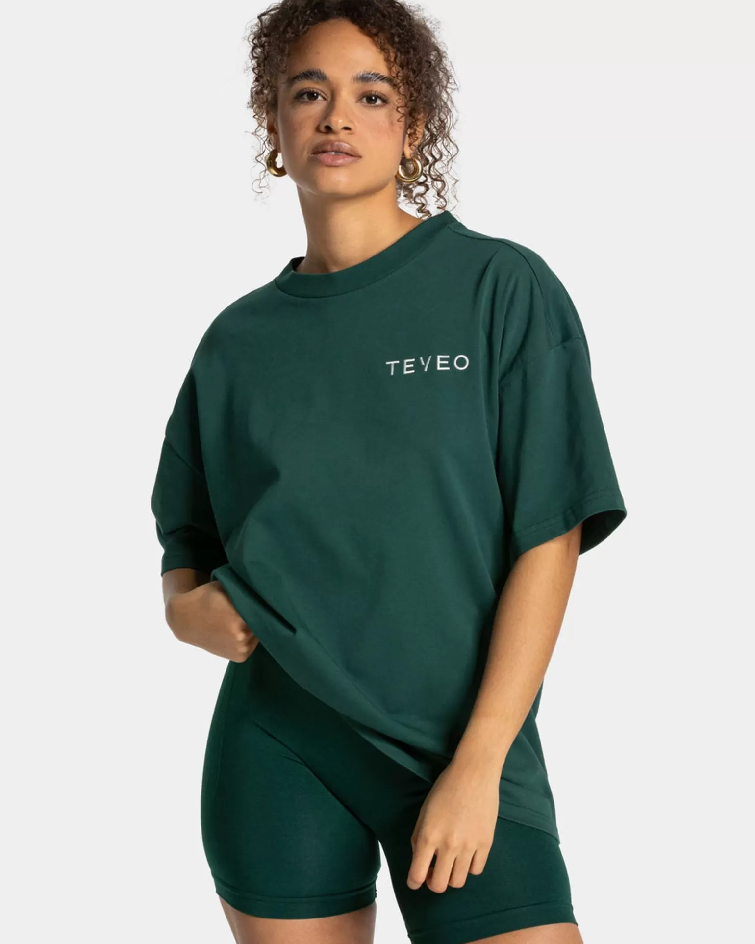 TEVEO T-Shirts>Signature Oversized T-Shirt " " Dunkelgrun