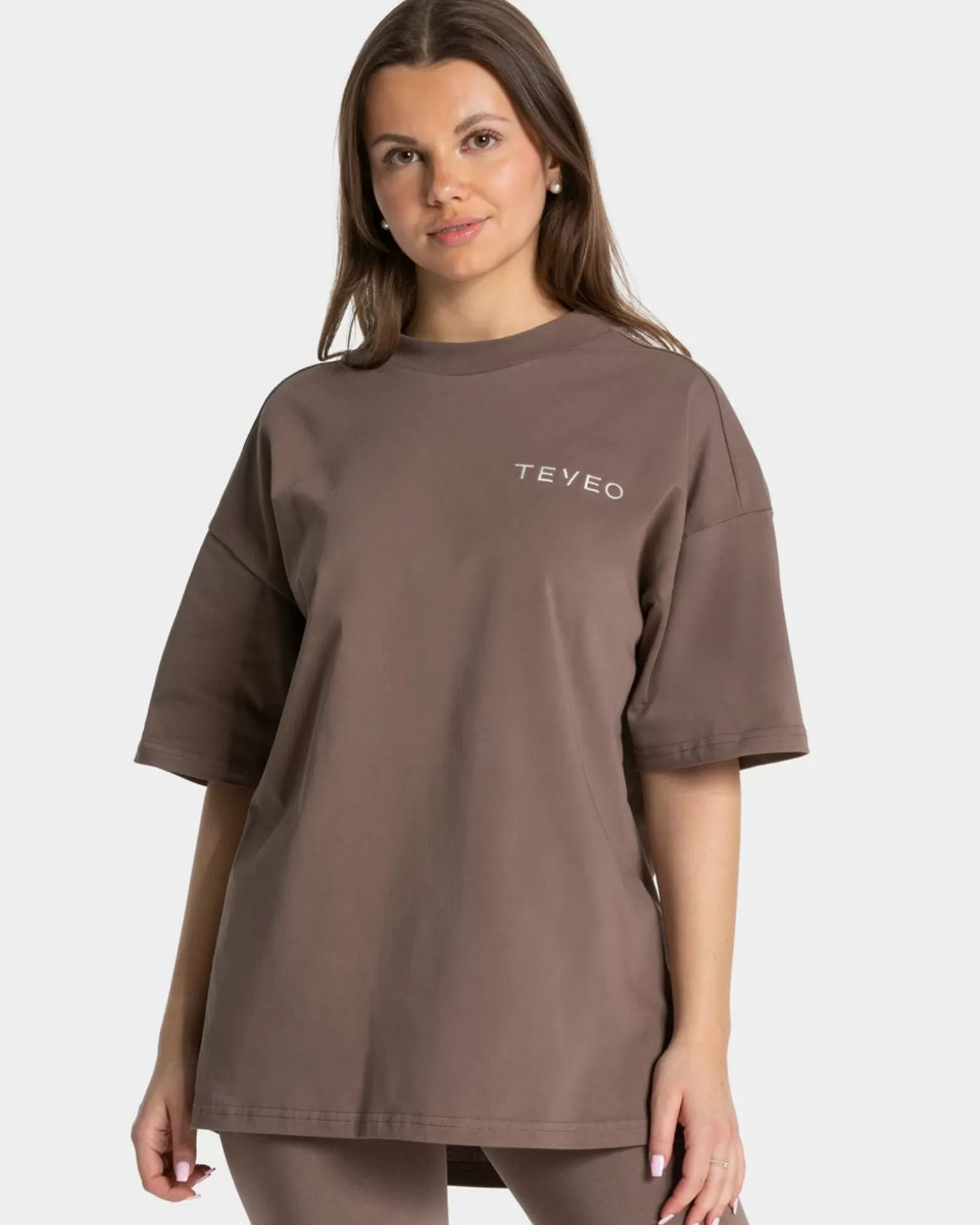 TEVEO T-Shirts>Signature Oversized T-Shirt " " Mokka