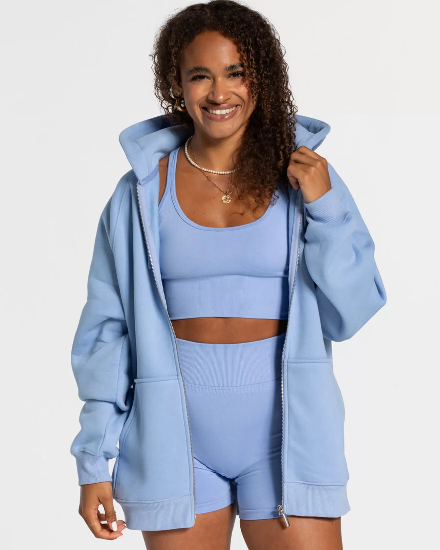 TEVEO Hoodies & Jacken>Statement Oversized Jacke " " Blau